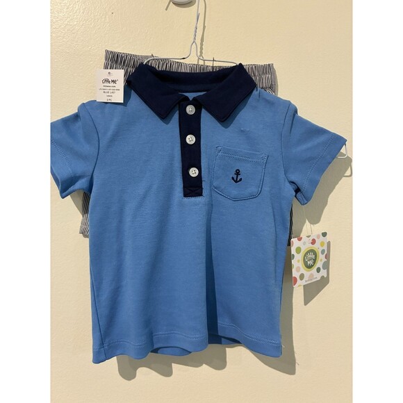 NWT Little Me Blue Nautical Shirt & Shorts Outfit - 12M - Picture 1 of 4
